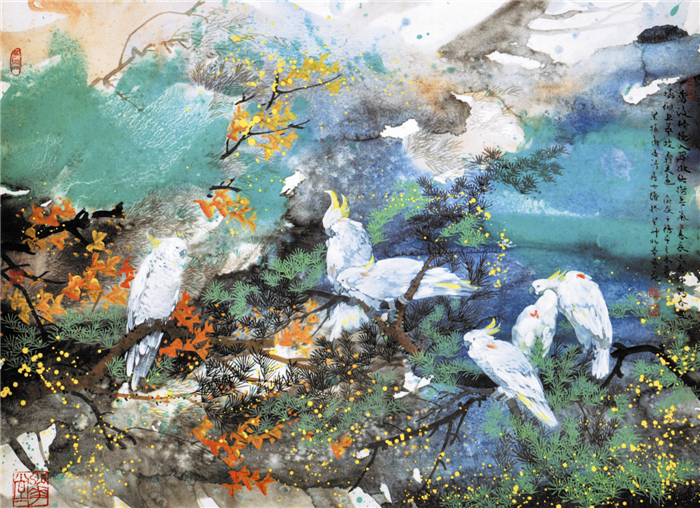 15、梁振康:秋林鹦鹉图(庚辰年)92×122cm.jpg